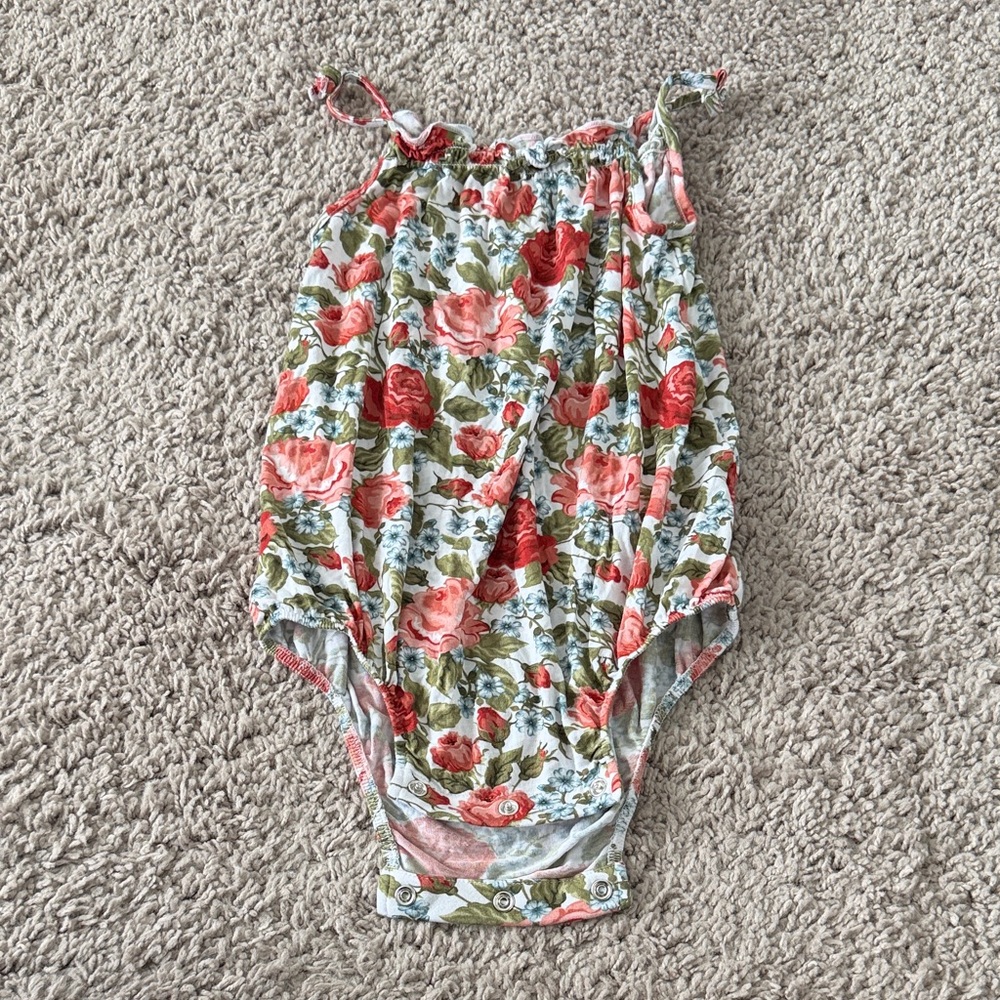 Posh Peanut Floral Alma Spaghetti Strap Bubble Romper Bodysuit